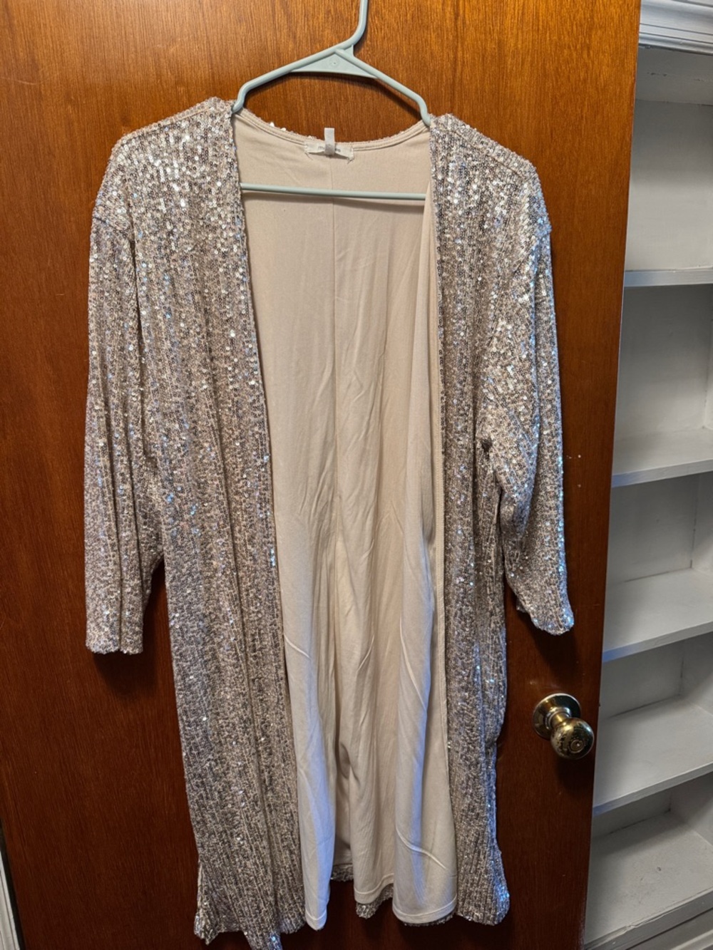 Maurices Silver Sequin Open Cardigan